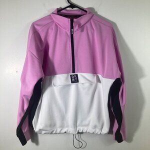 Womens DKNY Sport 1/2‎ Zip Sweatshirt Jacket Pink Black White L